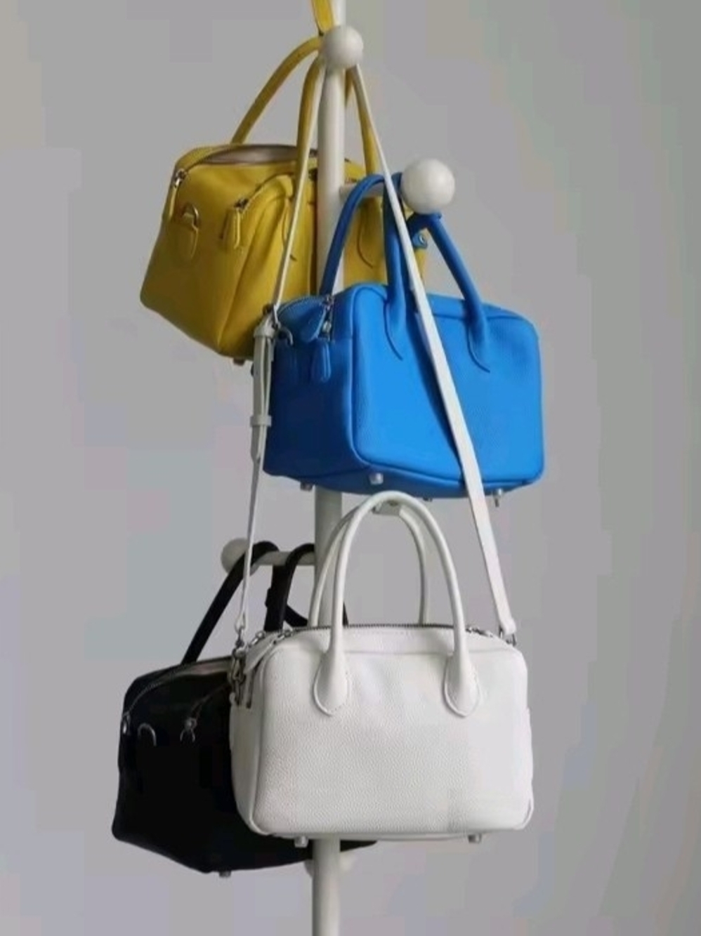 Yellow, Blue, White & Black Women’s Leather Satchel Handbag